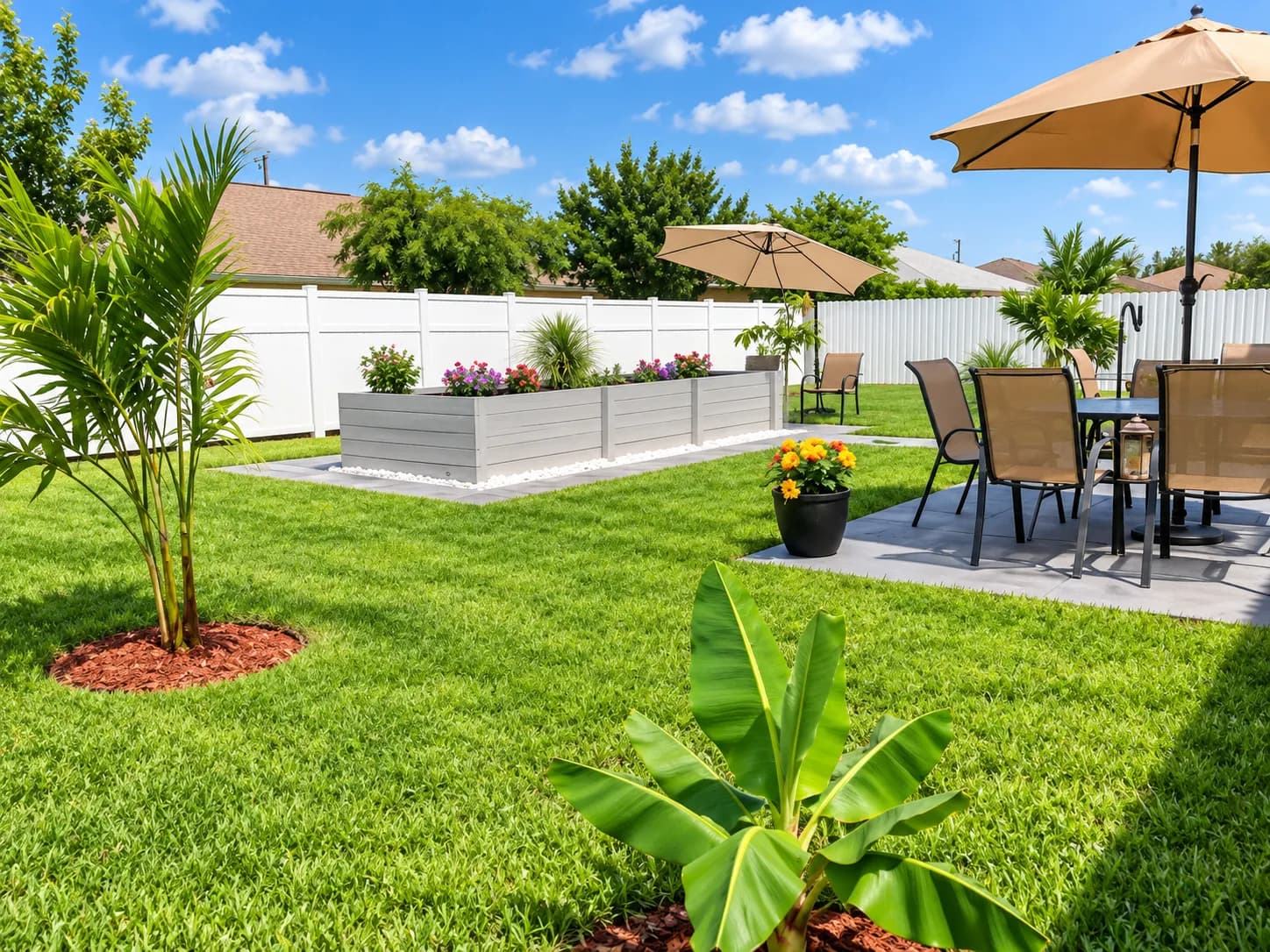 Backyard garden and patio from another angle